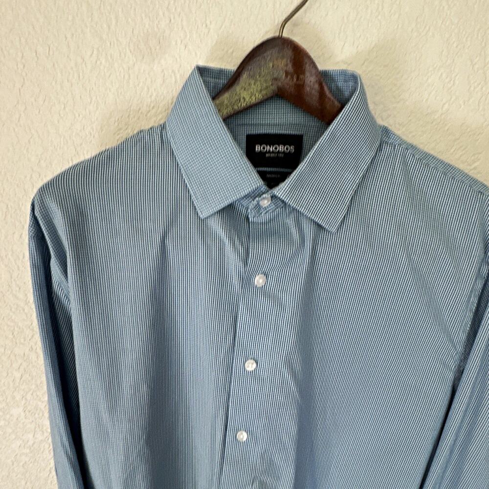 Bonobos Wrinkle-Free Tailored Blue Check Dress Shirt XL Button Front